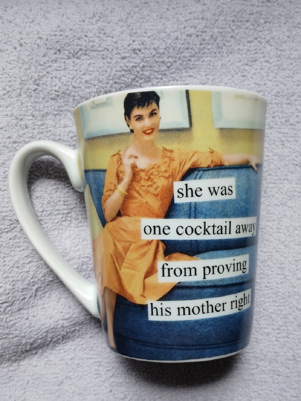 Anne Taintor Porcelain Mug 'One Cocktail Away'